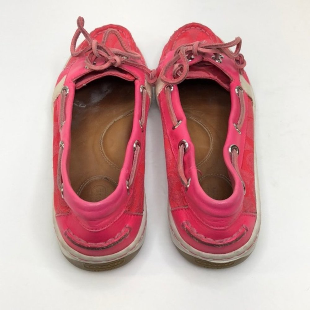 Coach Pink Leather Logo Boat Shoes Loafers - Picture 5 of 8